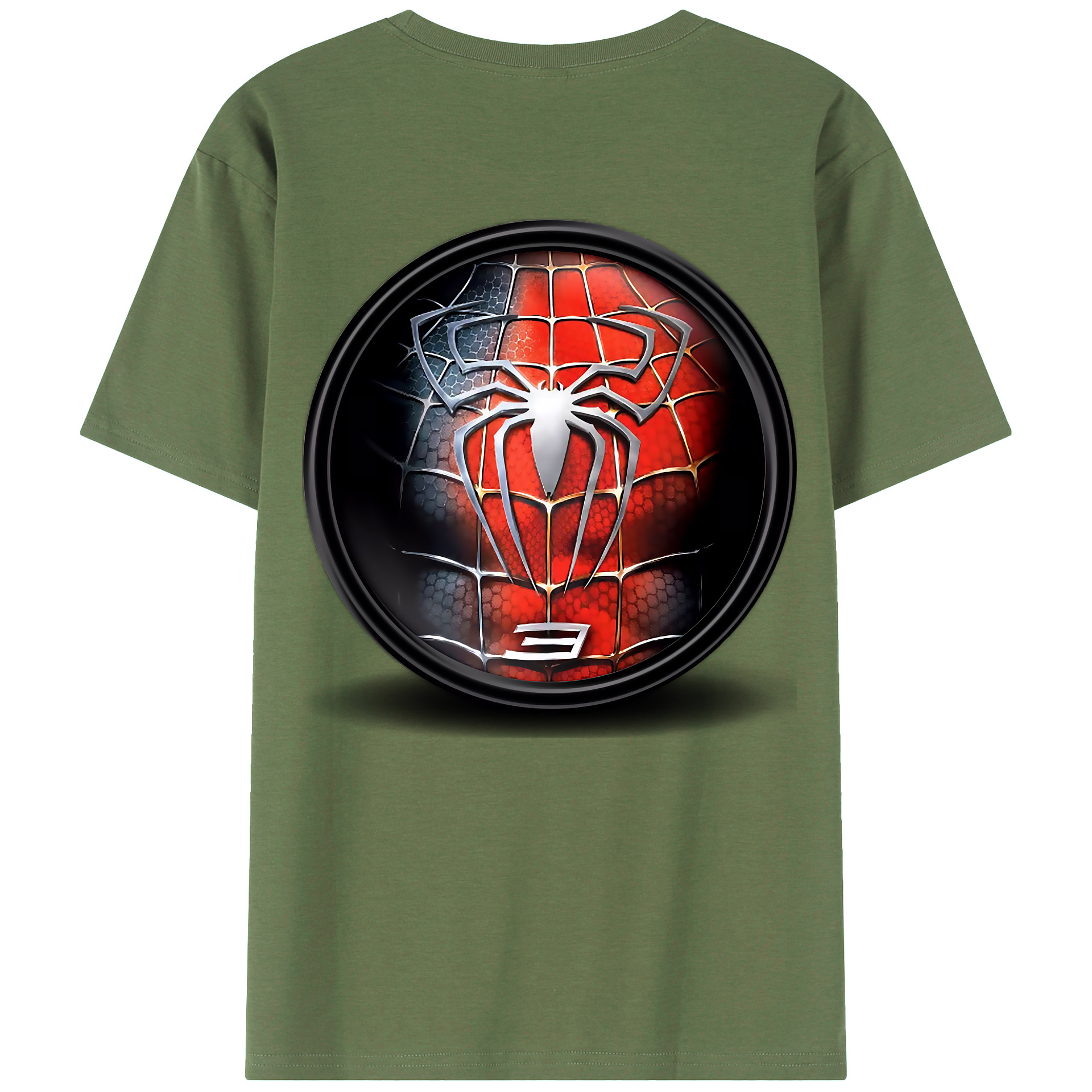 （画像用） Spider Man スパイダーマン 綿100％ メンズ半袖Tシャツ（バックプリント） 通気性